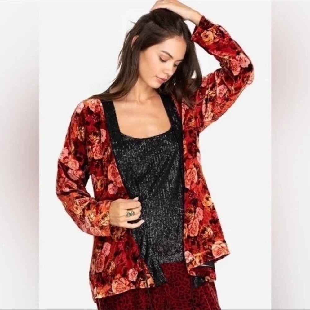 Johnny Was Billie Short Kimono in Velvet Rose Size Large